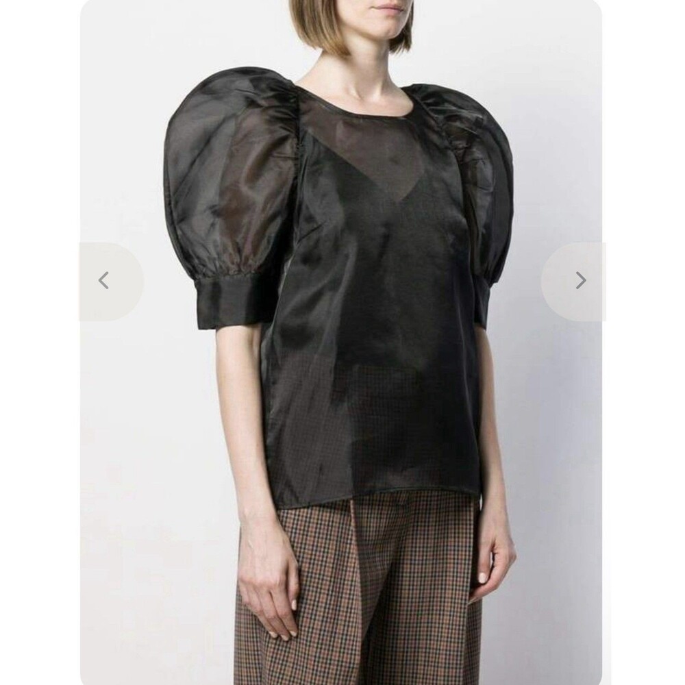 Baum und Pferdgarten Maiko Top Black Organza Puff Sleeve EU 36 US 4 S